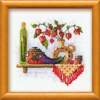 Набор для вышивания риолис 993 малая полка с томатом и баклажаном, 21*21 см