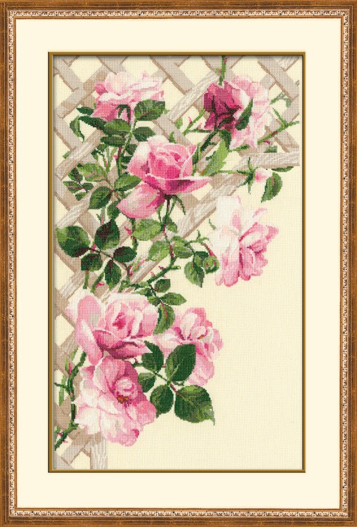 Набор для вышивания риолис 898 роза на решетке, 35*55 см