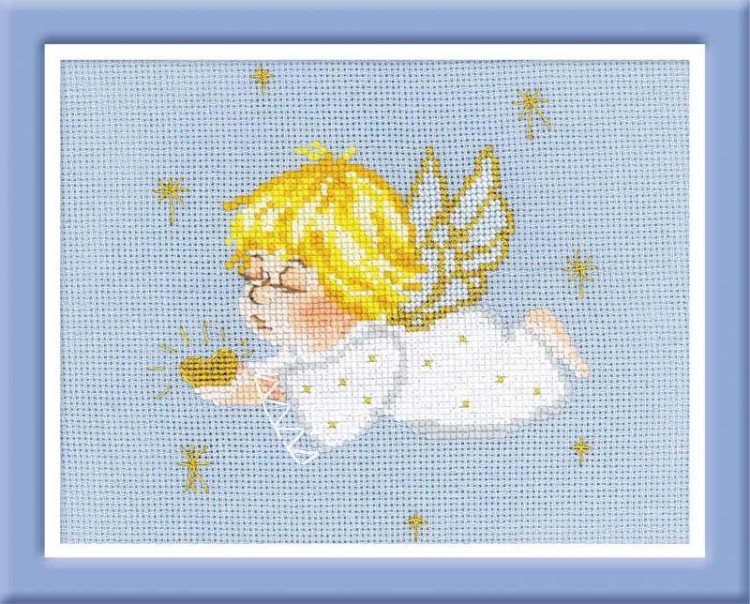 Набор для вышивания риолис 1135 ангелочек с сердцем, 18*15 см