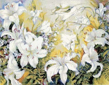 Набор для вышивания kustom krafts белые лилии, 38х28 см